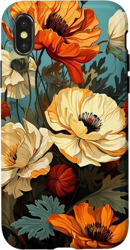 Vista 5 de Funda de flores mexicanas para iPhone 12 Pro Max Marigold Flower and Teal Aqua Blue Cyan