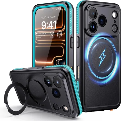 Vista 14 de Lanhiem Funda magnética impermeable para iPhone 17, a prueba de polvo, protector de pantalla integrado, [compatible con MagSafe] [Soporte invisible]