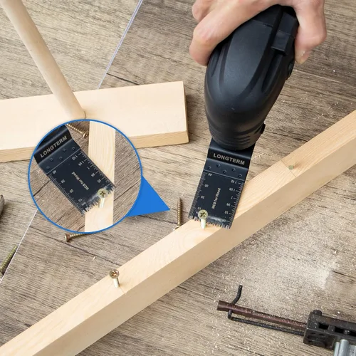 Vista 5 de LONGTERM 100 piezas de hojas oscilantes de madera de dientes largos, OIS de liberación rápida, para madera dura/madera blanda/MDF/madera