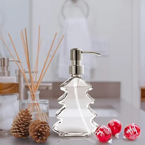 Vista 3 de Dispensador de jabón de vidrio transparente, 2 unidades, dispensador de jabón para platos de manos con bomba para baño, fregadero de cocina