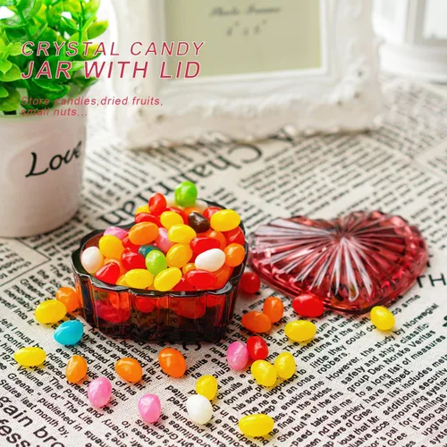Vista 4 de Joyero en forma de corazón de cristal, caja decorativa de cristal con tapa Borgoña