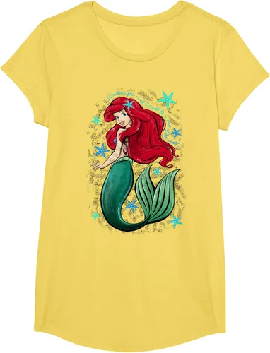 Vista 11 de Disney The Little Mermaid - Camiseta con notas musicales de Ariel, talla S Blanco