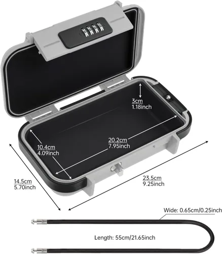 Vista 2 de Caja fuerte portátil, caja de seguridad combinada con código, caja de seguridad antirrobo impermeable con cadena extraíble para playa, dormitorio