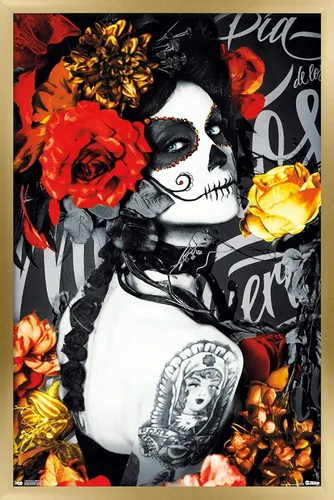 Vista 18 de Trends International Día De Los Muertos - Póster de pared de tatuaje, 22.375 x 34 pulgadas, versión enmarcada en negro Versión con marco negro