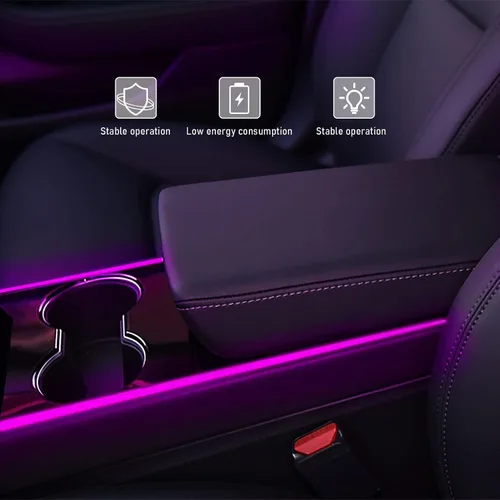 Vista 5 de Luces de interior para coche Tesla Model 3 Model Y, kits de luces RGB de neón con APP y control remoto, accesorios de iluminación ambiental Tesla