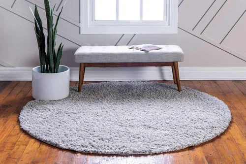 Vista 345 de Unique Loom Colección Davos Shag - Alfombra Lino