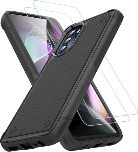 Vista 26 de Jeylly Funda para Motorola G Power 5G (2023) con 2PCS protectores de pantalla de vidrio, protección resistente de plástico duro+parachoques