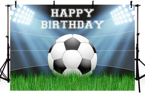 Vista 3 de AIBIIN Telón de fondo de fiesta de cumpleaños de fútbol, fondo de fotos de campo de fútbol, decoración de fiesta de fútbol para hombres, campo