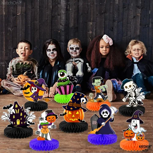 Vista 6 de KatchOn, Centros de mesa de Halloween para mesas, paquete de 9, decoraciones de fiesta de cumpleaños de Halloween para niños, centros de mesa