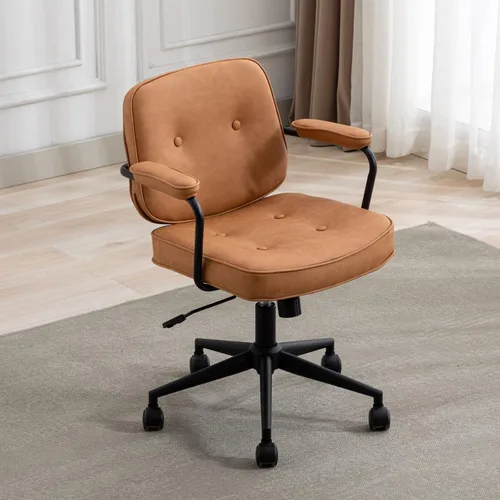 Vista 12 de HEAH-YO Juego de 1 sillas de escritorio modernas sin brazos, silla giratoria para computadora con ruedas y reposabrazos, silla de oficina ajustable