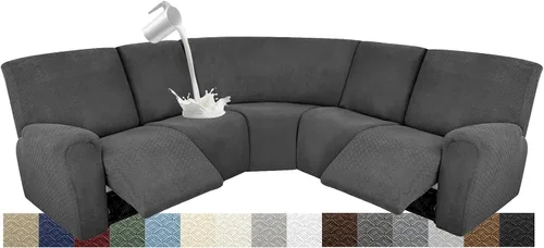 Vista 65 de Fundas para sofá modular reclinable, impermeable, en forma de L, lavable, para sofá reclinable en forma de L, súper elásticas, suaves, para esquinas