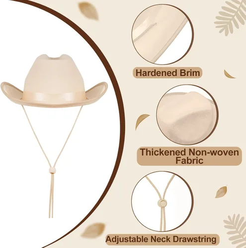 Vista 3 de Hercicy Sombreros de vaquero para niños pequeños, sombrero de vaquera para niños y niñas, accesorios de disfraz de bebé, suministros de fiesta