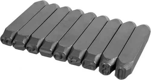 Vista 13 de Utoolmart Juego de sellos de metal con números, 0.31 pulgadas, 0.31 pulgadas, digital de 0 a 9, herramientas de punzón de acero y cuero de madera