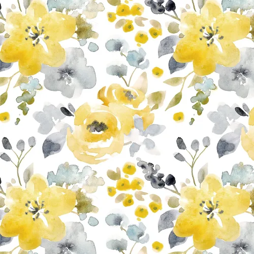 Vista 15 de Toduso Papel Tapiz Floral Despegar y Pegar Papel Tapiz Amarillo/Gris/Blanco Acuarela Papel de Contacto Autoadhesivo Removible Papel Tapiz Forros