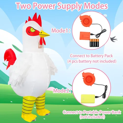 Vista 6 de ZIZWO Disfraz inflable de pollo para adultos, divertidos disfraces de Halloween de pollo inflable para hombres y mujeres, fiesta de cosplay