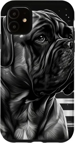 Vista 8 de iPhone 16 Bullmastiff Dog Black And White American Flag Bullmastiff Case