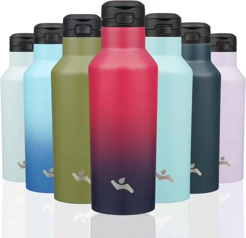 Vista 14 de Konokyo - Botella de agua aislada con popote, 25 onzas, doble pared de acero inoxidable al vacío con 2 tapas, cielo