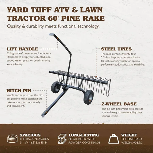 Vista 3 de Yard Tuff - YTF-60PSR Rastrillo para paja, 60".