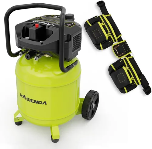 Vista 10 de Compresor de aire de 12 galones para taller, 150 PSI máx, compresor vertical sin aceite para garaje y hogar, con un motor sin escobillas de larga