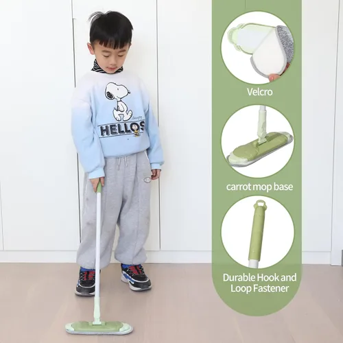 Vista 6 de Midoneat Juego de juguetes de limpieza para niños, mini escoba, trapeador y recogedor, juego de ayuda para la limpieza del hogar, juego de juego