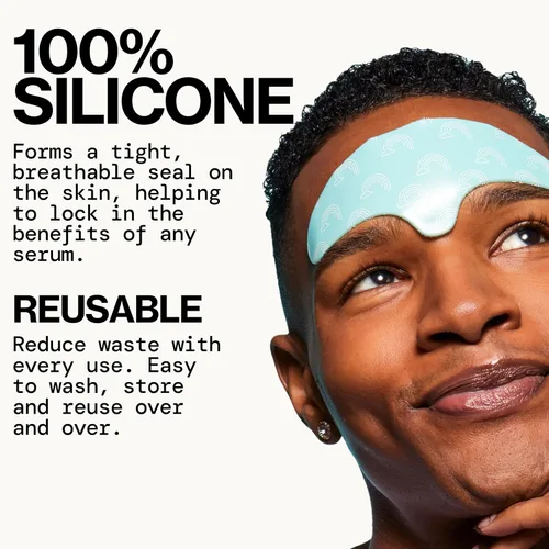 Vista 2 de Pacifica Mascarilla reutilizable para cejas: parche antiarrugas de frente 100% silicona para levantar cejas, almohadilla antiarrugas reutilizable