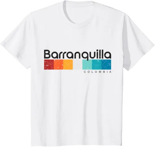 Vista 30 de Barranquilla Colombia - Camiseta de diseño vintage de estilo retro, Blanco, S