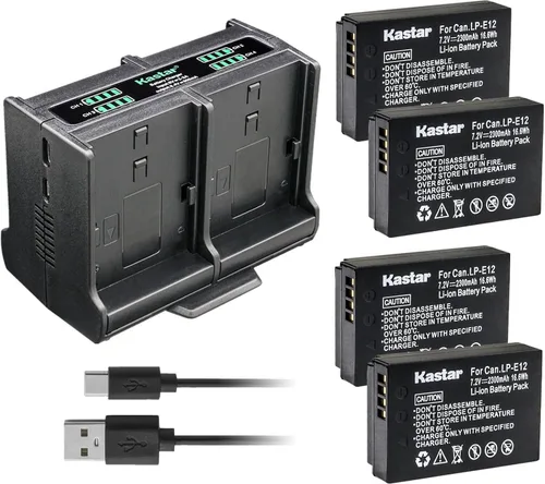 Vista 8 de Kastar Cargador de batería cuádruple LP-E12 compatible con Canon EOS 100D, EOS M, EOS M2, EOS M10, EOS M50, EOS M50 Mark II, EOS M100, EOS M200, EOS