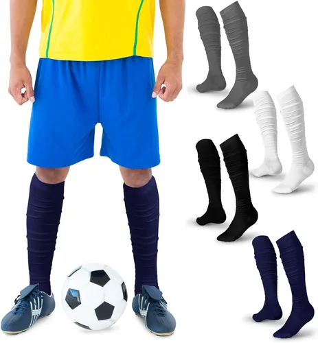 Vista 2 de Chuarry 4 Pairs Scrunch Football Socks Non Slip Men Football Socks Extra Long Socks Soccer Socks Over The Knee Athletic