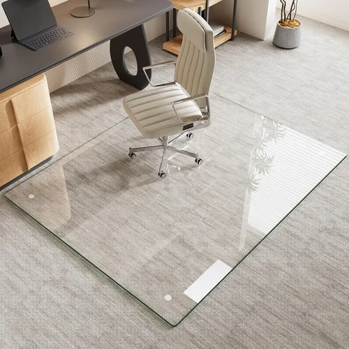 Vista 30 de Alfombrilla de cristal templado gris para silla de 30 x 48