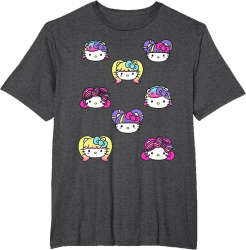 Vista 23 de hello kitty Kawaii Multi peinado Tee, Azul (Heather blue)