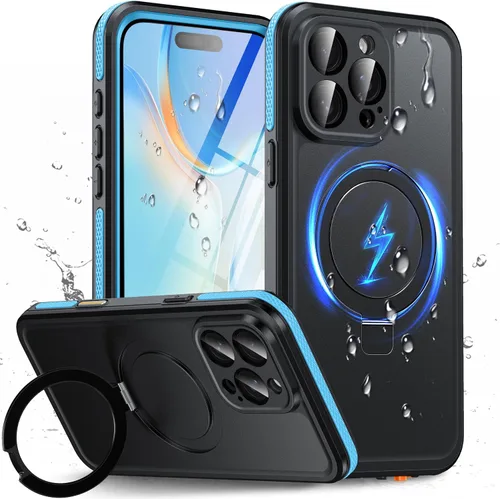 Vista 24 de Oterkin Funda magnética impermeable para iPhone Air con [protector de pantalla integrado] [soporte invisible] [compatible con MagSafe]