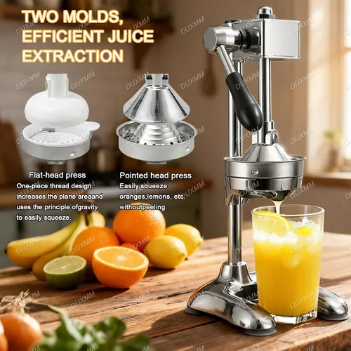 Vista 4 de Exprimidor de naranja de hierro fundido de cocina, máquina exprimidora de prensa manual, con base en forma de U manual, placa de presión grande