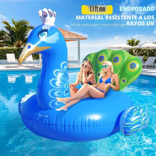 Vista 2 de DeeprBetter Flotador inflable de pavo real para piscina, flotadores divertidos para adultos, flotadores de piscina de alta resistencia, flotadores