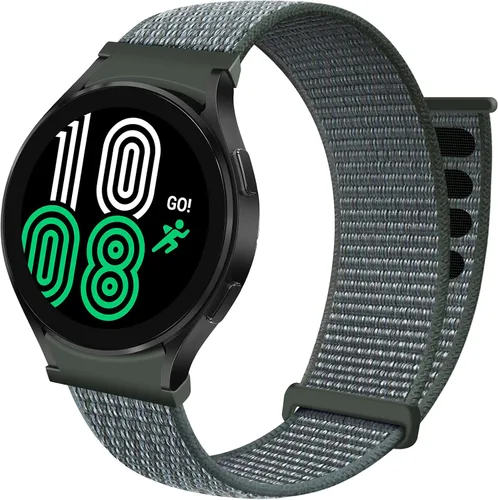 Vista 7 de Nylon Bands Breathable Replacement Watch Strap Sport Loop for Samsung-Galaxy-Watch-4-Classic-46mm/42mm for Galaxy-Watch-4-40mm 44mm wristband Negro