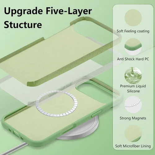 Vista 582 de Funda magnética de silicona para iPhone 13 Pro, color blanco antiguo [Compatible con Magsafe] [Forro de microfibra suave antiarañazos], funda