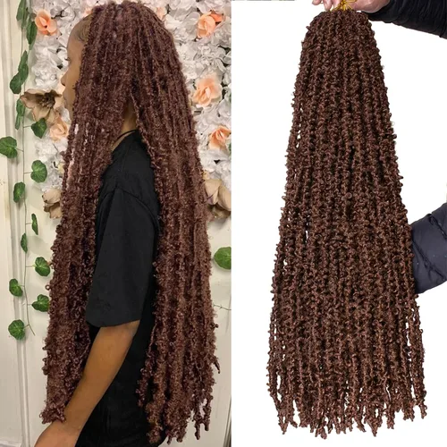 Vista 19 de Leeven Cabello de ganchillo de 12 pulgadas de color marrón mariposa 30#
