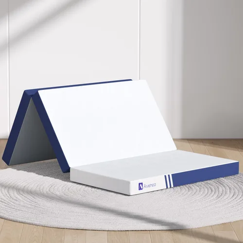 Vista 10 de Avenco Cubrecolchón de triple pliegue, colchón plegable de 4 pulgadas, tamaño individual, espuma viscoelástica plegable con funda extraíble y Azul