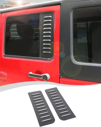 Vista 8 de Hoolcar Adhesivos para ventana de puerta trasera, cubierta de panel de vidrio de aleación de aluminio para Jeep Wrangler JKU 2007-2017, 4 puertas
