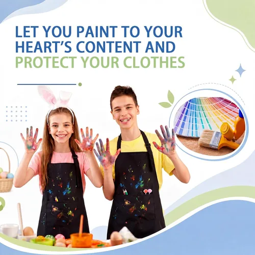 Vista 5 de Handepo 35 Pcs Kids Apron Artists Adjustable Chef Painting Aprons for Cooking Kitchen Grilling Painting Child Party Favors