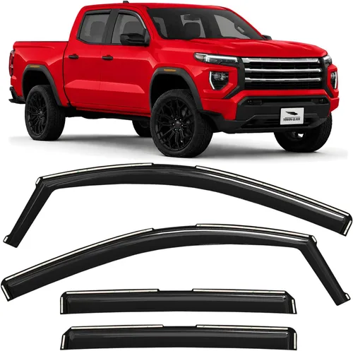 Vista 50 de Voron Glass Protectores de lluvia extra duraderos con cinta adhesiva para Chevrolet (Chevy) Silverado 2500HD/3500HD 2007-2014 cabina extendida Negro