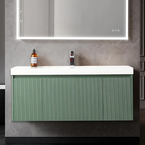 Vista 19 de Blossom Lavabo de baño de 20 pulgadas con tocador, todo en madera montado en la pared, gabinete flotante de baño con tocador con fregadero