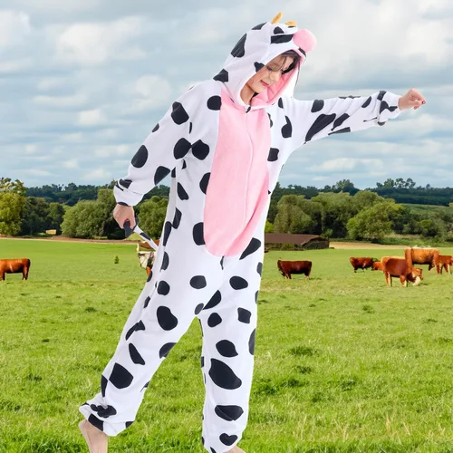 Vista 6 de Pijama unisex de animal para adultos, para Halloween, cosplay, mujeres, niñas, hombres y niños, ropa de dormir para el hogar