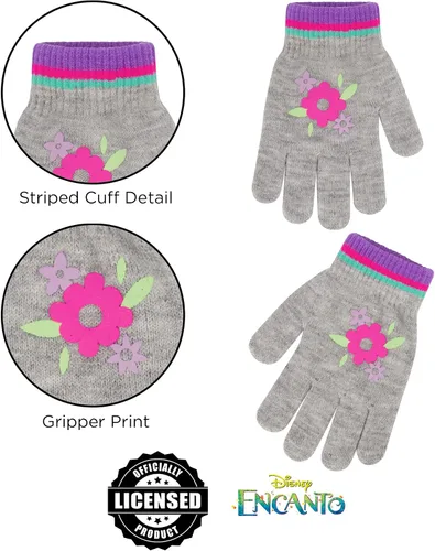 Vista 5 de Disney Conjunto de gorro y guantes de invierno para niñas de 2 a 4 años o sombrero Encanto y guantes para niños de 4 a 7 años