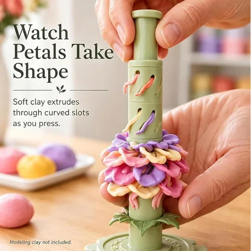 Vista 2 de Promted Flower Modular Clay Bloom Maker con 9 mangas moldeadoras Verde