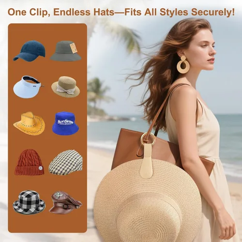 Vista 3 de Clip magnético para sombrero, paquete de 1 El clip de sombrero caqui claro para viajar en la bolsa, clips magnéticos para sombreros para bolsa