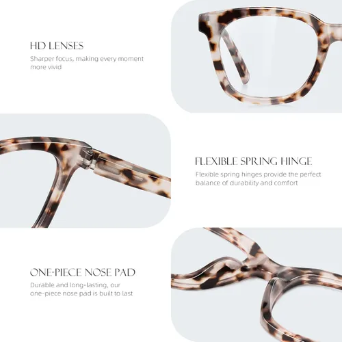 Vista 6 de Reading Glasses for Women Men - Blue Light Blocking Magnifying Readers,Square Anti-Glare Computer Eyeglasses Multi-01