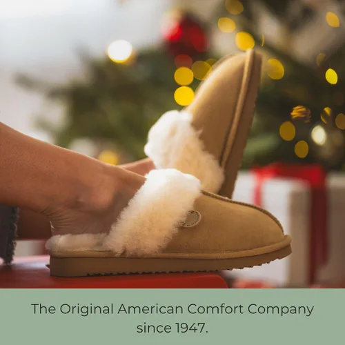 Vista 86 de Dearfoams Fireside Sydney Pantuflas anchas de piel de oveja para mujer, para interiores y exteriores