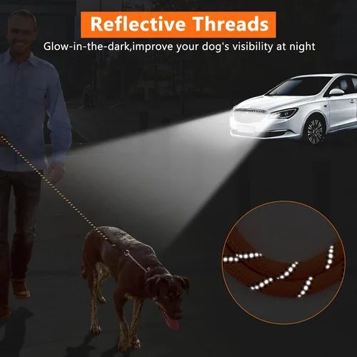 Vista 5 de NTR - Correa resistente de 3 pies para perro con gancho giratorio bloqueable y cómoda asa acolchada, correa de cuerda naranja para perros pequeños
