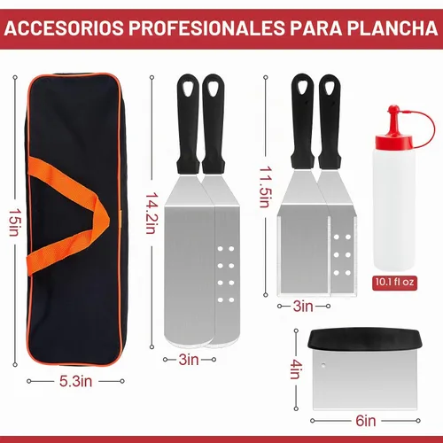 Vista 2 de HaSteeL Kit de accesorios para plancha de 8 piezas para cocina plana