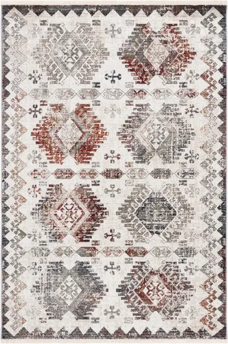 Vista 3 de SAFAVIEH Persian Collection - Alfombra de área de 5.3 x 7.7 pies, color crema y gris, diseño bohemio rústico envejecido, no desprende pelusa